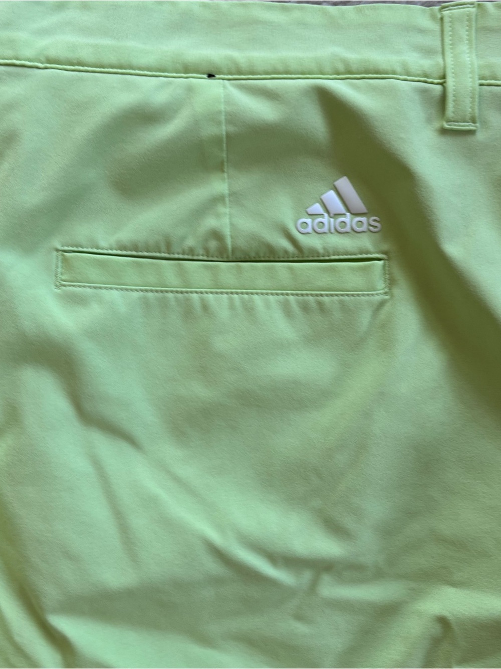 adidas Neon Lime Golf Athletic Shorts with Gray Waistband - Picture 8 of 8